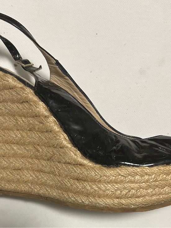 Jimmy Choo Shoes - Jimmy Choo Black Patent Espadrille Wedge Slingback